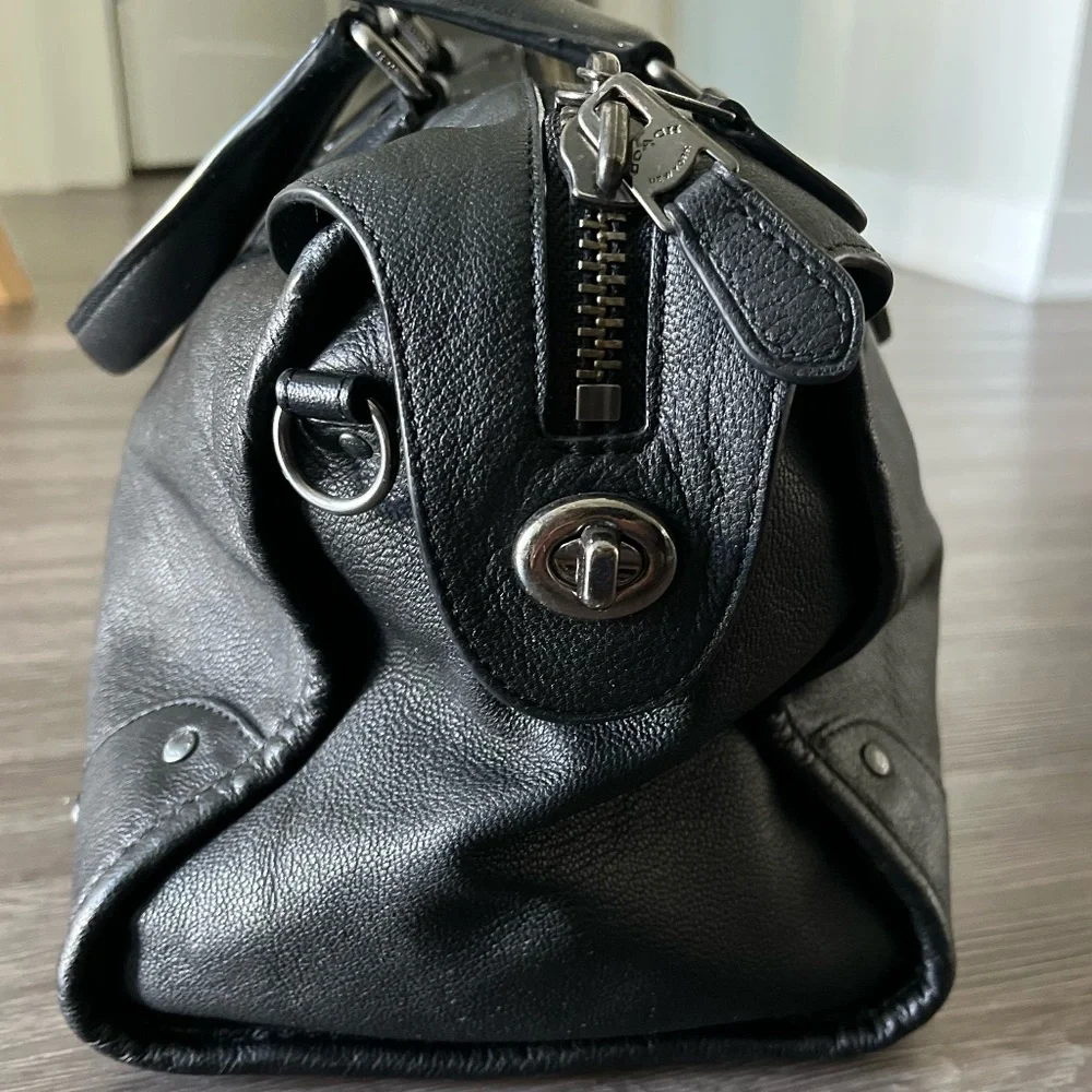 EUC!!! Coach Rhyder 1941 Collection Black Pebbled Leather Satchel Handbag - Picture 7 of 14